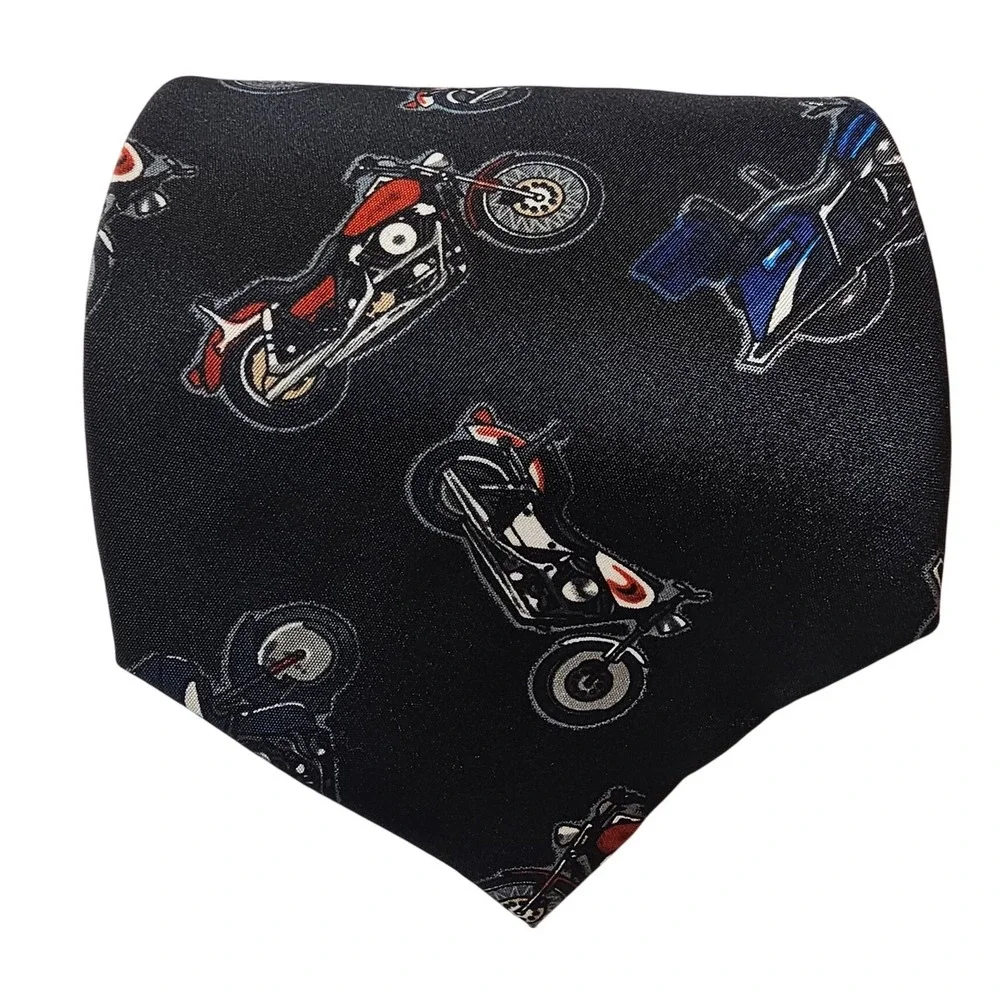 Parquet Necktie Motorcycle Novelty Print Mens Fashion‎ Accessory